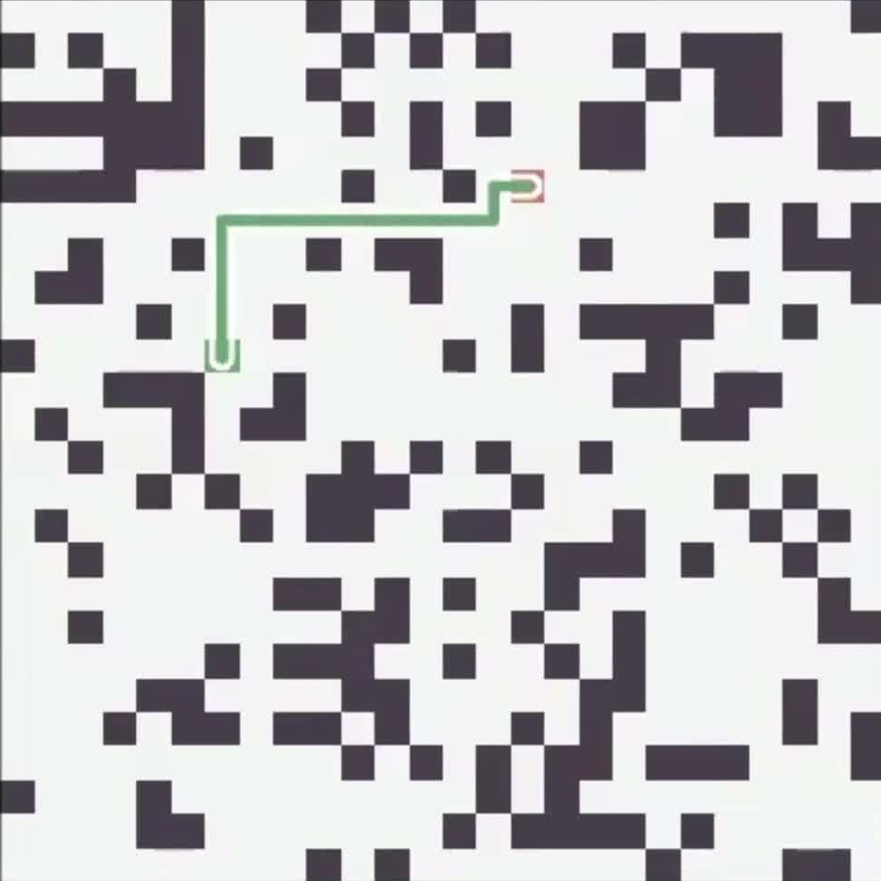 Recorded TRM occupancy grid with obstacles and path overlays